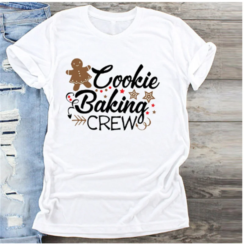 Happy New Year T-shirt Christmas T-shirt Tumblr Graphic T-shirt Ladies T-shirt Printed T-shirt AOWOF Ladies Fashion T-shirt