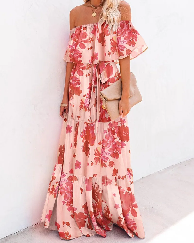 Summer New 2021 Women Sexy Slash Neck Short Sleeve Floral Gradient Colorful Maxi Dress Ladies Fashion Beach Dresses Vestidos
Summer New 2021 Women Sexy Slash Neck Short Sleeve Floral Gradient Colorful Maxi Dress Ladies Fashion Beach Dresses Vestidos