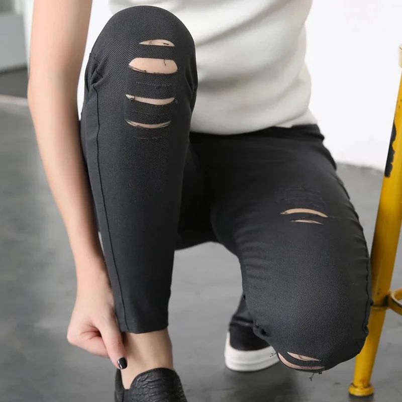 Multi Holes Pants Spring Autumn Women Sexy Leggings Ladies Solid Color Slim Pencil Legging Black High Waist Stretch Leggin Capri
Multi Holes Pants Spring Autumn Women Sexy Leggings Ladies Solid Color Slim Pencil Legging Black High Waist Stretch Leggin Capri