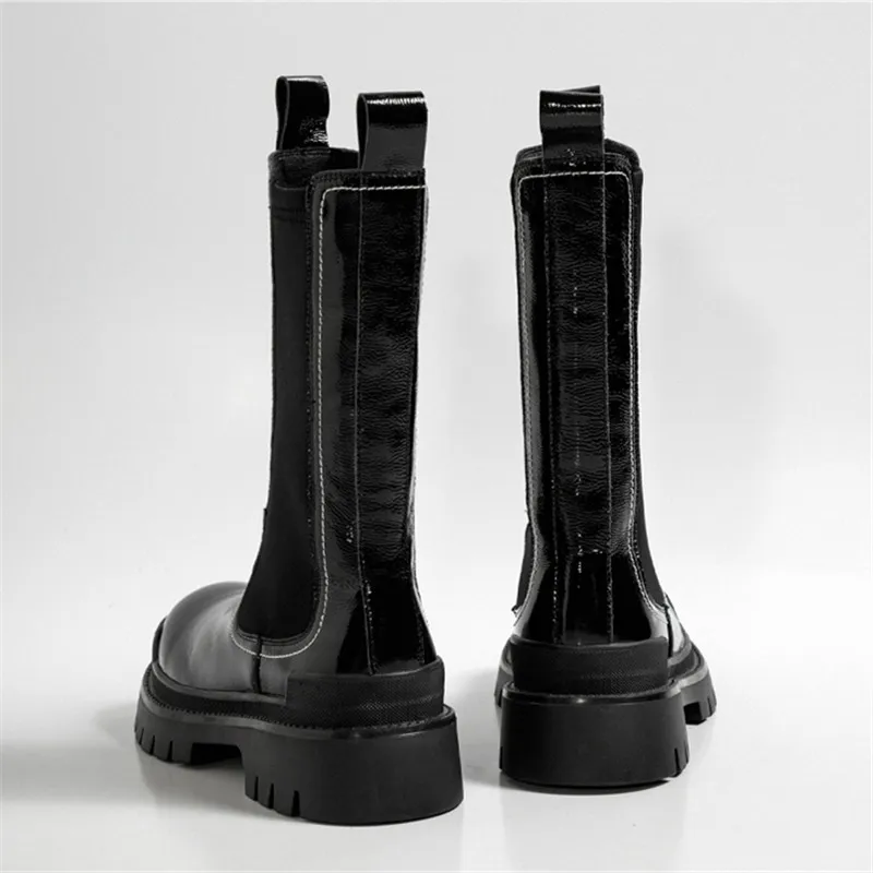 Thick Bottom Chelsea Ankle Boots Platform Autumn Winter British Shoes Women Patent Leather Female Elastic Band Motorcycle Boots
Thick Bottom Chelsea Ankle Boots Platform Autumn Winter British Shoes Women Patent Leather Female Elastic Band Motorcycle Boots