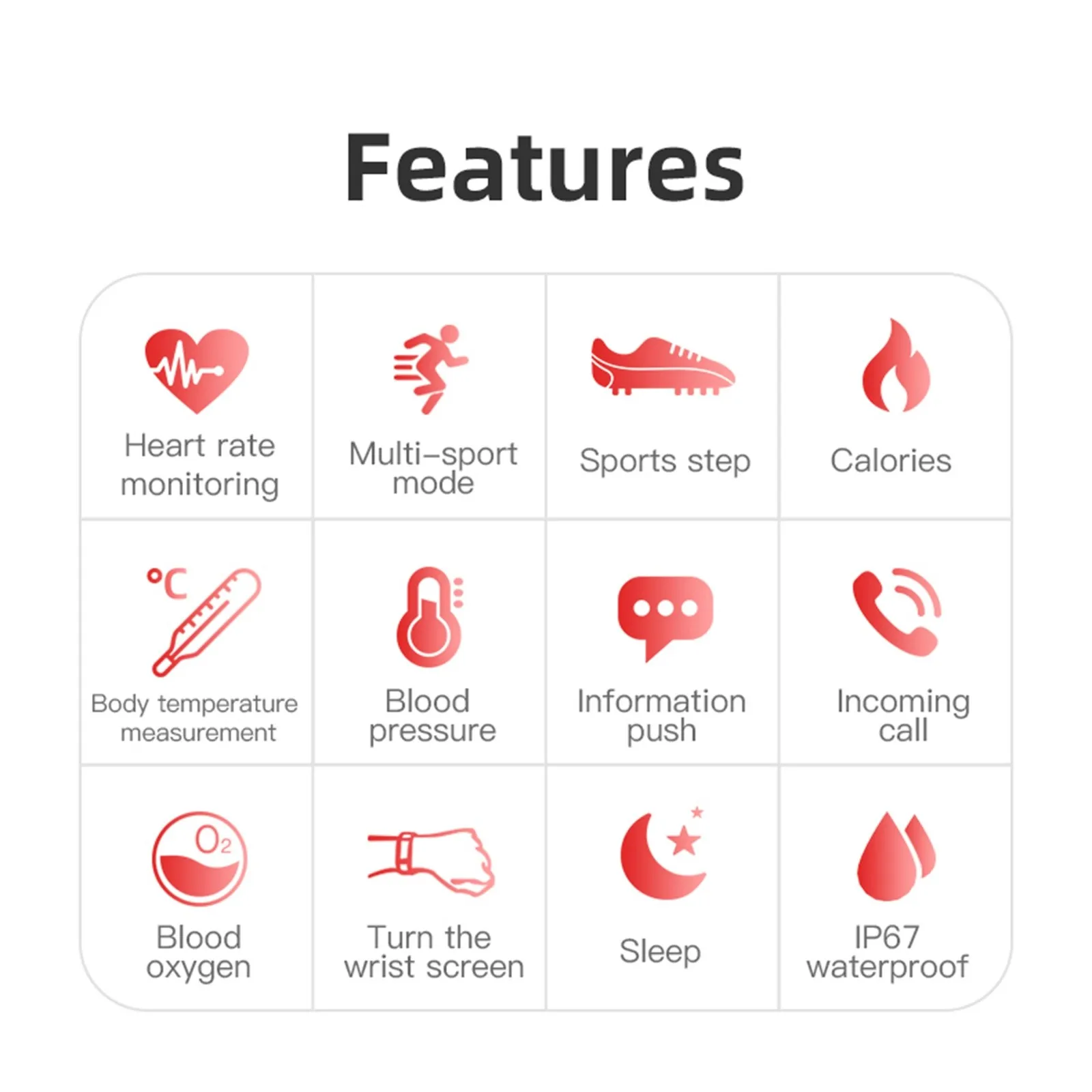 Smart Watch Support Bluetooth Waterproof Sport Temperature Fitness Wristband Fitness Tracker Blood Pressure Smart Clock #T2G
Smart Watch Support Bluetooth Waterproof Sport Temperature Fitness Wristband Fitness Tracker Blood Pressure Smart Clock #T2G