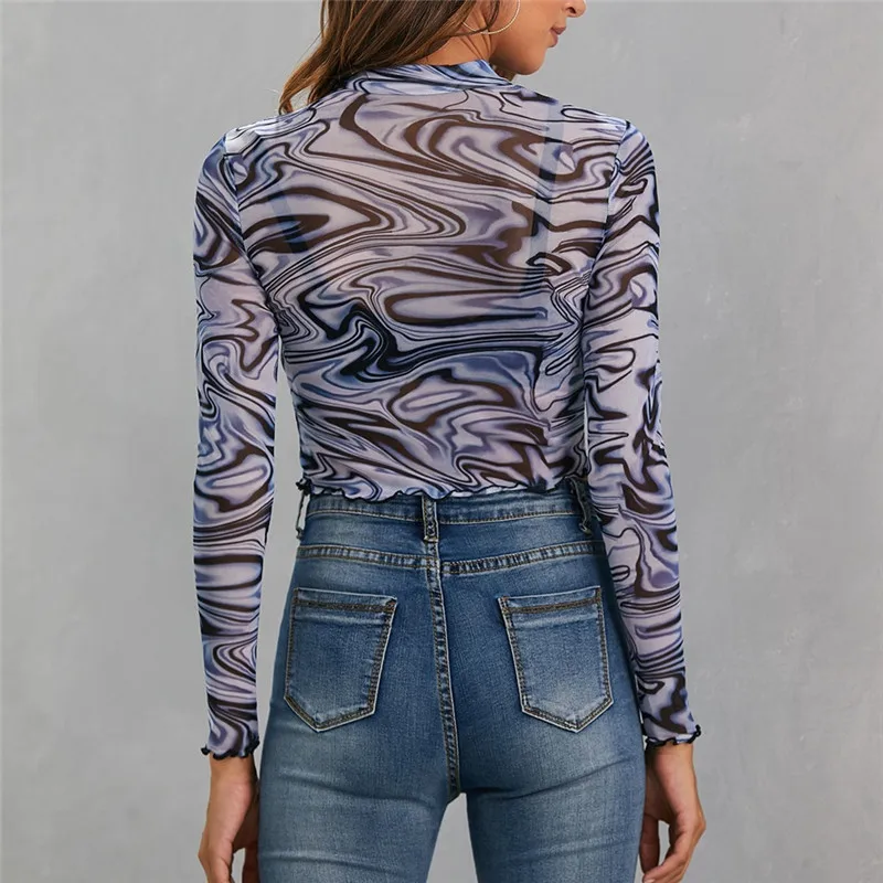 Women Crop Top Geometric Print Mock Neck Stylish Long Sleeve Slim Fit Sheer Mesh Tee Shirt T Shirt Sexy Casual Ladies Tshirt
Women Crop Top Geometric Print Mock Neck Stylish Long Sleeve Slim Fit Sheer Mesh Tee Shirt T Shirt Sexy Casual Ladies Tshirt