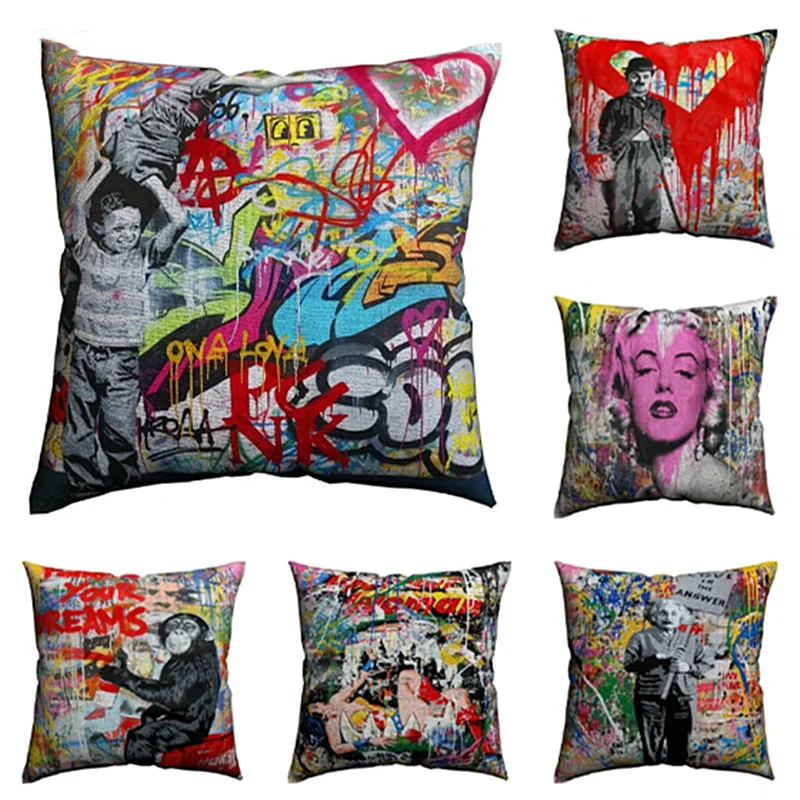Banksy Street Graffiti Art Cushion Cover Cotton Linen Decorative Pillowcase Monroe Celebrity Pillow Cover Home Decor 45x45cm
Banksy Street Graffiti Art Cushion Cover Cotton Linen Decorative Pillowcase Monroe Celebrity Pillow Cover Home Decor 45x45cm