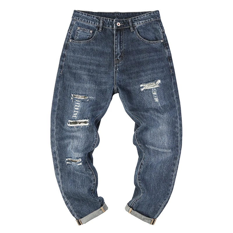 Ripped Jeans For Men Loose Fit 100% Cotton Distressed High Street Moto & Biker Jeans Man Hip Hop Denim Men's Trousers Patchwork
Ripped Jeans For Men Loose Fit 100% Cotton Distressed High Street Moto & Biker Jeans Man Hip Hop Denim Men's Trousers Patchwork