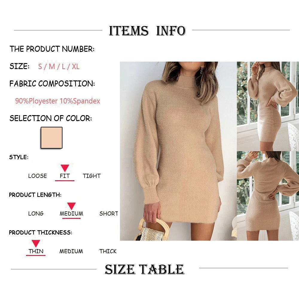 Women Long Sleeve Turtleneck Collar Solid Color Sweaters Dress For Autumn Winter LL@17
Women Long Sleeve Turtleneck Collar Solid Color Sweaters Dress For Autumn Winter LL@17