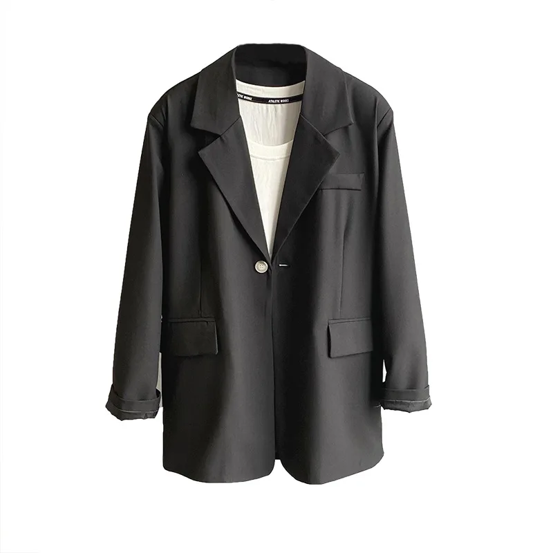 2021 spring new solid color suit jacket female one button loose Hong Kong style Korean casual suit jacket
2021 spring new solid color suit jacket female one button loose Hong Kong style Korean casual suit jacket