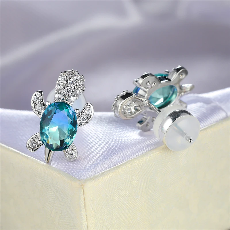 Dainty Female Rainbow Oval Crystal Earrings Classic Silver Color Wedding Earrings For Women Boho Sea Turtle Small Stud Earrings
Dainty Female Rainbow Oval Crystal Earrings Classic Silver Color Wedding Earrings For Women Boho Sea Turtle Small Stud Earrings
