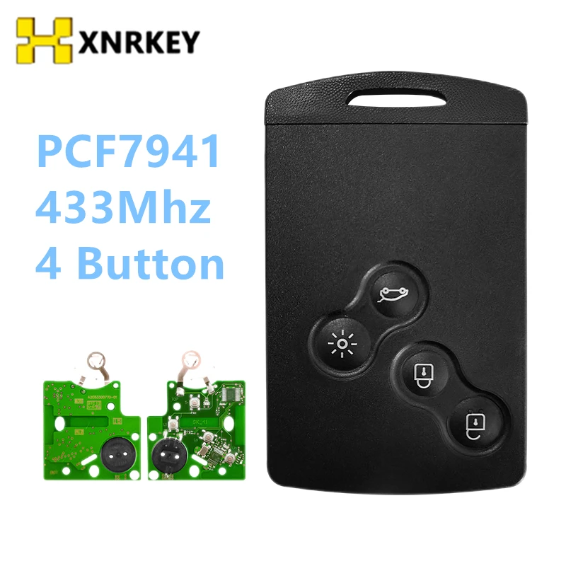 XNRKEY 4-кнопочный смарт-карта дистанционный ключ PCF7941 чип 433 МГц для Renault Megane III Laguna lll
XNRKEY 4-кнопочный смарт-карта дистанционный ключ PCF7941 чип 433 МГц для Renault Megane III Laguna lll