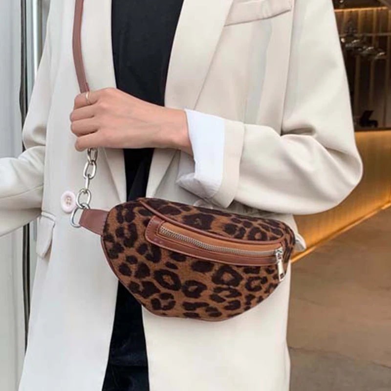 2019 leopard print Bags Waist black Bag Women waist PU Leather Shoulder Crossbody Chest lady HandBag | Багаж и сумки