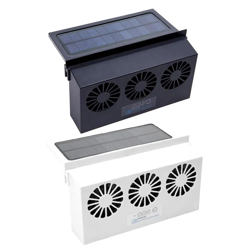 6th Generation Car Solar Powered Exhaust Fan USB Gills Cooler Auto Air Vent Ventilator Dual-mode Power Supply Highpower | Автомобили и