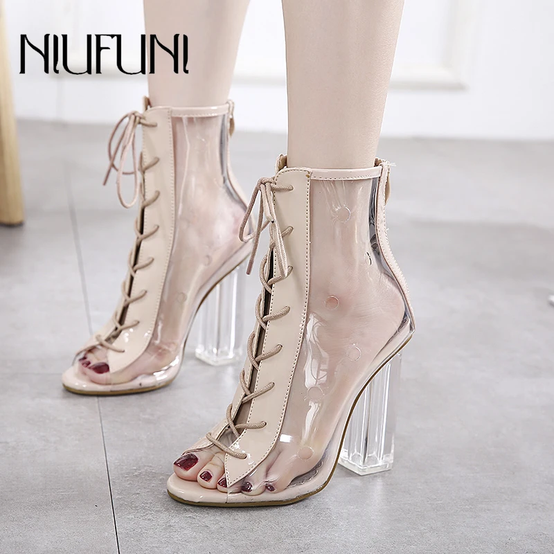 Women's Ankle Strap Boots NIUFUNI 2021 Peep Toe Transparent Back Zipper High Heels Crystal Casual Shoes For Women femmes bottes
Women's Ankle Strap Boots NIUFUNI 2021 Peep Toe Transparent Back Zipper High Heels Crystal Casual Shoes For Women femmes bottes