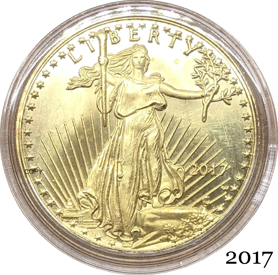 Латунные металлические монеты американский Орел, США, $25, половина унции, 25 долларов, 2017, свобода в Боге, мы доверяем, копия монеты
Латунные металлические монеты американский Орел, США, $25, половина унции, 25 долларов, 2017, свобода в Боге, мы доверяем, копия монеты