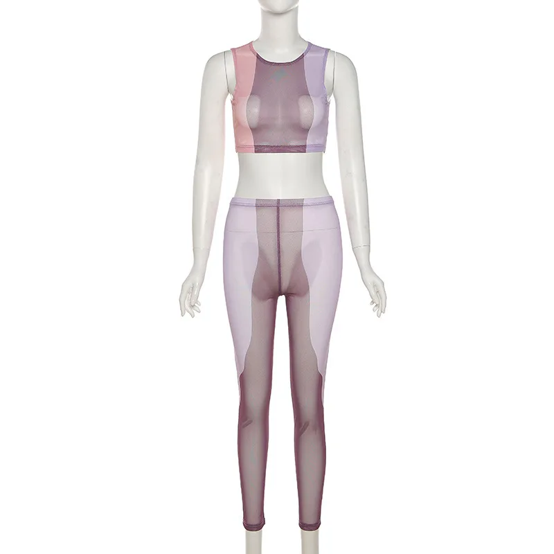 Casaul Women Tracksuit Two Piece Set Color Patchwork Suit Sleeveless Crop Top And Long Pants Sportsuit Summer Clothes For Women
Casaul Women Tracksuit Two Piece Set Color Patchwork Suit Sleeveless Crop Top And Long Pants Sportsuit Summer Clothes For Women