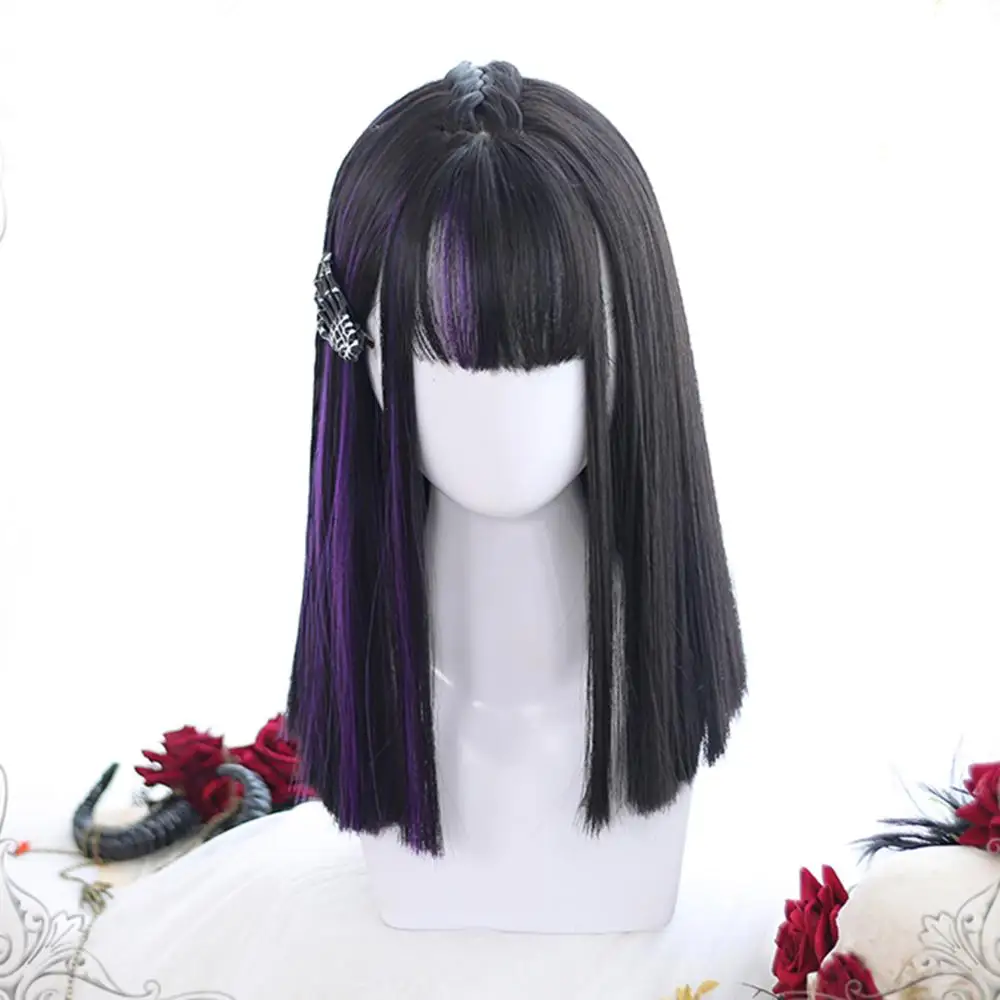 Cosplaymix Lady Lolita 40CM Half Ombre Black Mixed Purple Bangs Bob Medium Straight Halloween Synthetic Party Cosplay Wig+Cap
Cosplaymix Lady Lolita 40CM Half Ombre Black Mixed Purple Bangs Bob Medium Straight Halloween Synthetic Party Cosplay Wig+Cap