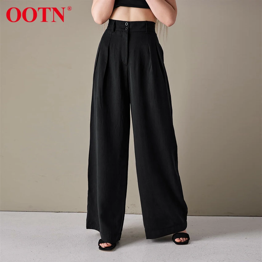 OOTN Spring Summer Casual Palazzo Pants Loose Trousers Women Vintage Pleated Black Pants Pockets High Waist Wide Leg Pants 2021
OOTN Spring Summer Casual Palazzo Pants Loose Trousers Women Vintage Pleated Black Pants Pockets High Waist Wide Leg Pants 2021