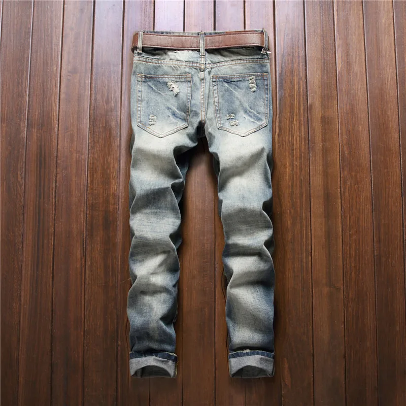 Popular Jeans Men's Slim Straight Badge Make Old Ripped Jeans European and American
Popular Jeans Men's Slim Straight Badge Make Old Ripped Jeans European and American