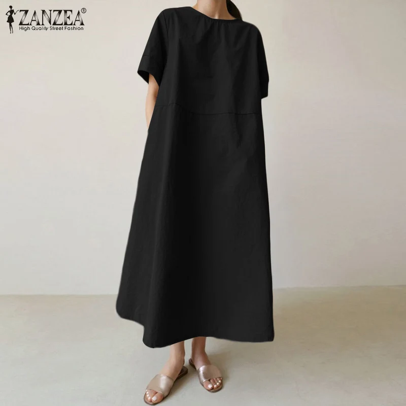 ZANZEA Femme Stylish Robe A-Line Pockets O-Neck Dresses Casual Chic Sundress Short-Sleeve Streetwear Solid Color Vestido Famale
ZANZEA Femme Stylish Robe A-Line Pockets O-Neck Dresses Casual Chic Sundress Short-Sleeve Streetwear Solid Color Vestido Famale