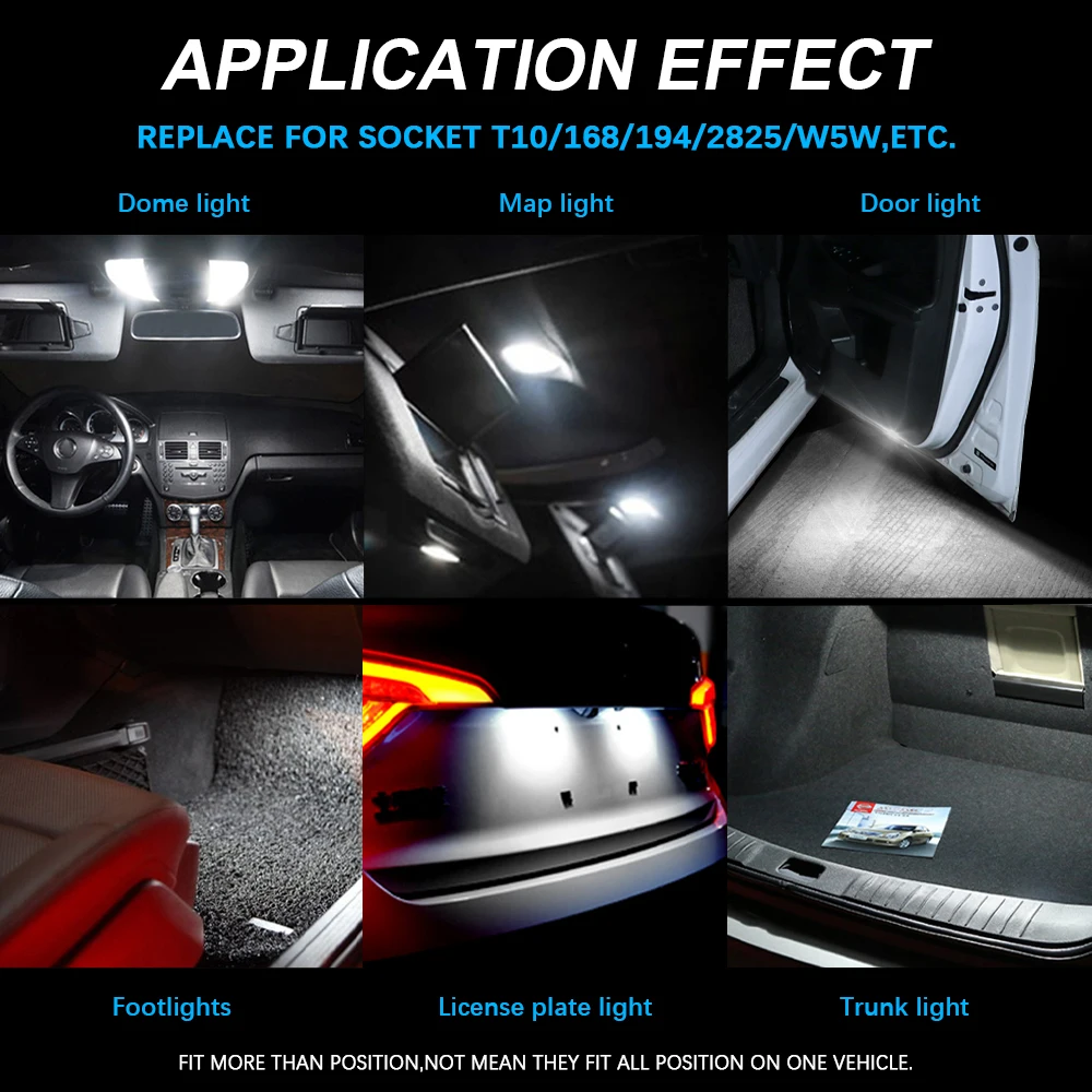 LASFIS 10Pcs W5W T10 LED Canbus For Audi BMW VW MercedesBulb Car Interior Dome Light Trunk Lamp Auto Lights Error Free 12V 
LASFIS 10Pcs W5W T10 LED Canbus For Audi BMW VW MercedesBulb Car Interior Dome Light Trunk Lamp Auto Lights Error Free 12V