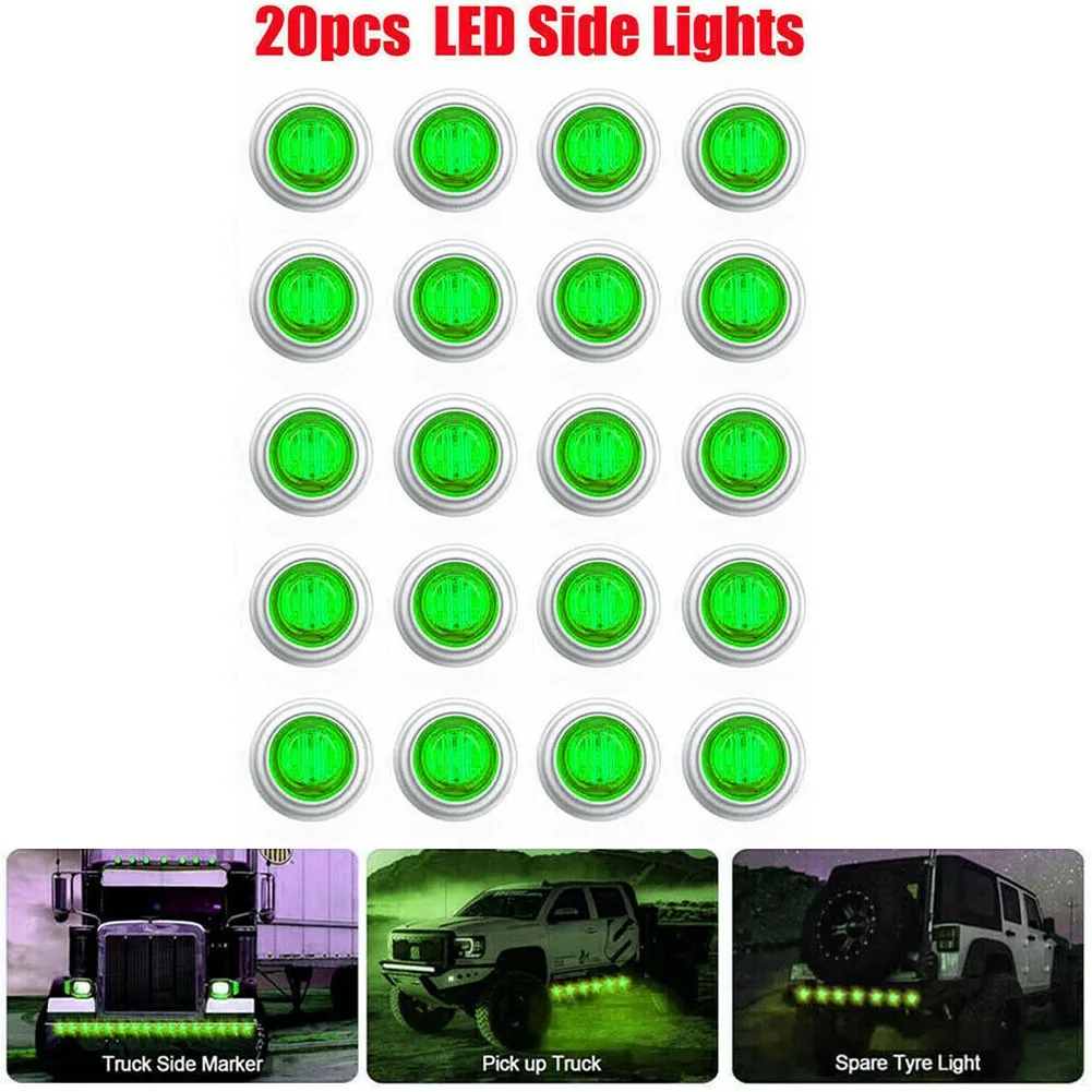 304 Stainless Chrome Bezel Cover 20X Round Side Marker Lights Car Truck Trailer Van Green 3/4\" LED Bullet Light
304 Stainless Chrome Bezel Cover 20X Round Side Marker Lights Car Truck Trailer Van Green 3/4\" LED Bullet Light