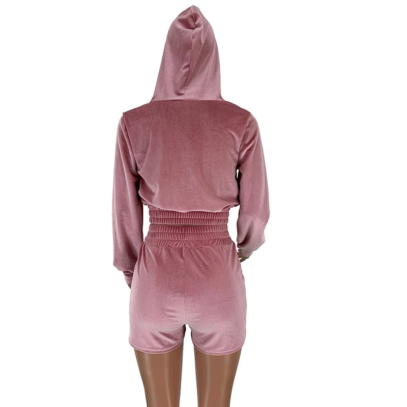 Casual Women Velvet Hooded Two Piece Set Long Sleeve Coat + Pants Solid Color Sportwear Summer Clothes For Women 
Casual Women Velvet Hooded Two Piece Set Long Sleeve Coat + Pants Solid Color Sportwear Summer Clothes For Women