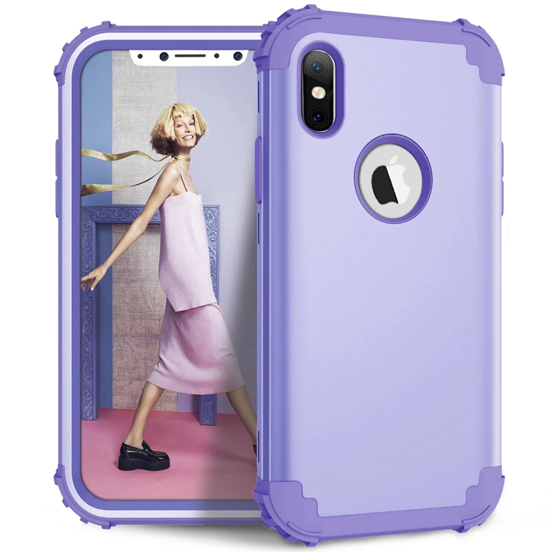 Силиконовый чехол 3 в 1 для iPhone XS XR безопасная Противоударная задняя крышка Apple Max