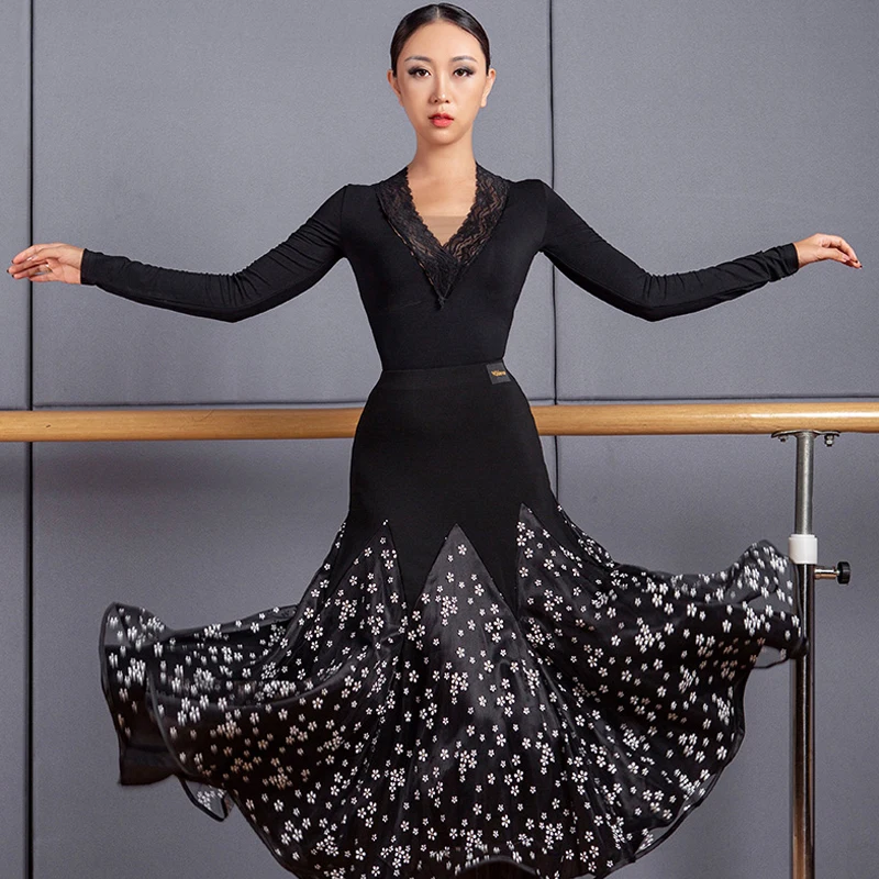

Одежда для бальных танцев, Женская Двухслойная юбка для вальса, с принтом, развевающаяся, модель SL4458, 2020
