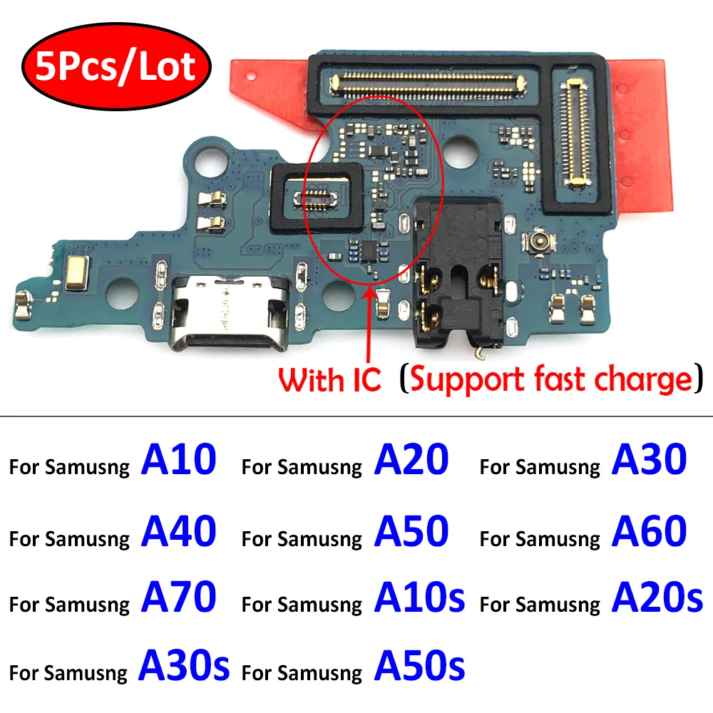 

5Pcs For Samsung A10 A20 A30 A40 A50 A60 A70 A80 A10s A20s A30s A21s A01 A11 A51 USB Charging Connector Port Dock Flex Cable