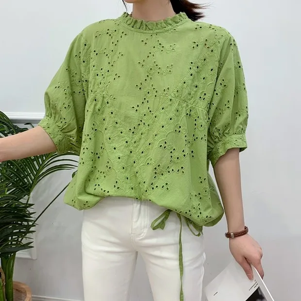 Sweet Japan Style Hollow Embroidery Flower Top Women Casual Daily Wear Tops Airuibao346
Sweet Japan Style Hollow Embroidery Flower Top Women Casual Daily Wear Tops Airuibao346