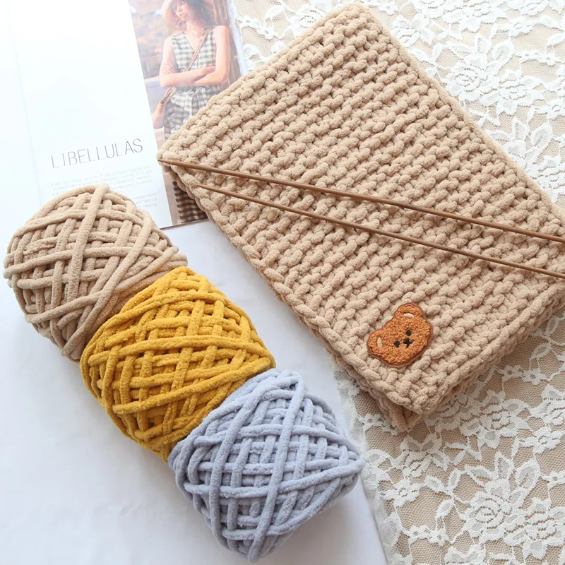 

100G Ice Thread Coarse Wool Single Strand Hand DIY Knitting Crochet Yarn Woven Blanket Slipper Bib Hat Scarf