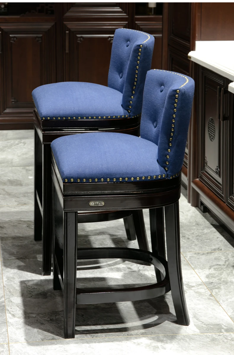 American solid wood bar chair European-style rotating backrest bar chair jewellery shop counter special 65-75CM high stool