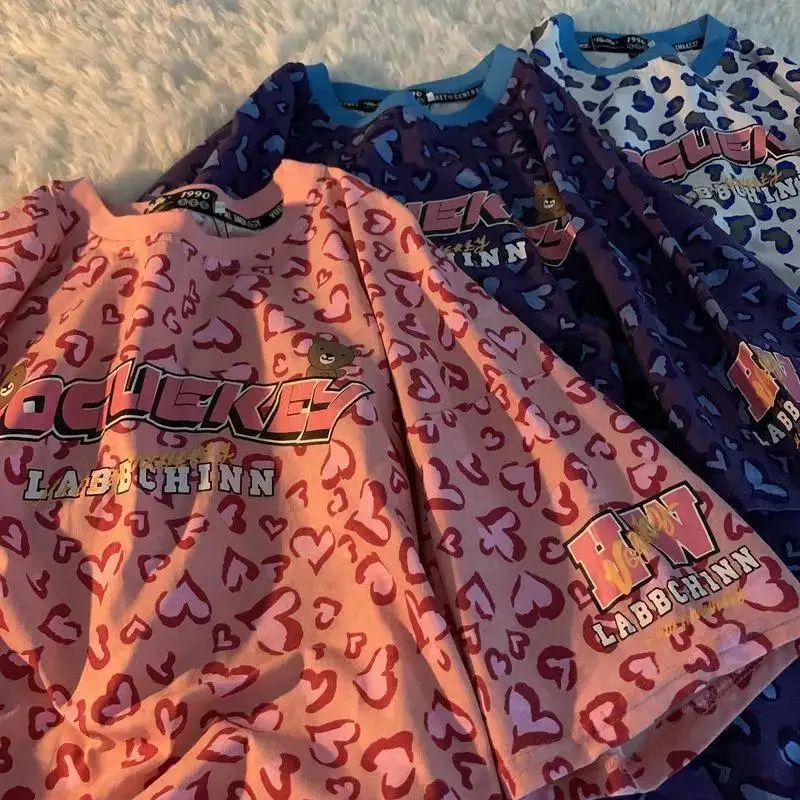 Summer New Korean Version Loose Full Print Leopard Love Short-Sleeved Female Harajuku Casual All-Match Retro Oversize Top Tide
Summer New Korean Version Loose Full Print Leopard Love Short-Sleeved Female Harajuku Casual All-Match Retro Oversize Top Tide