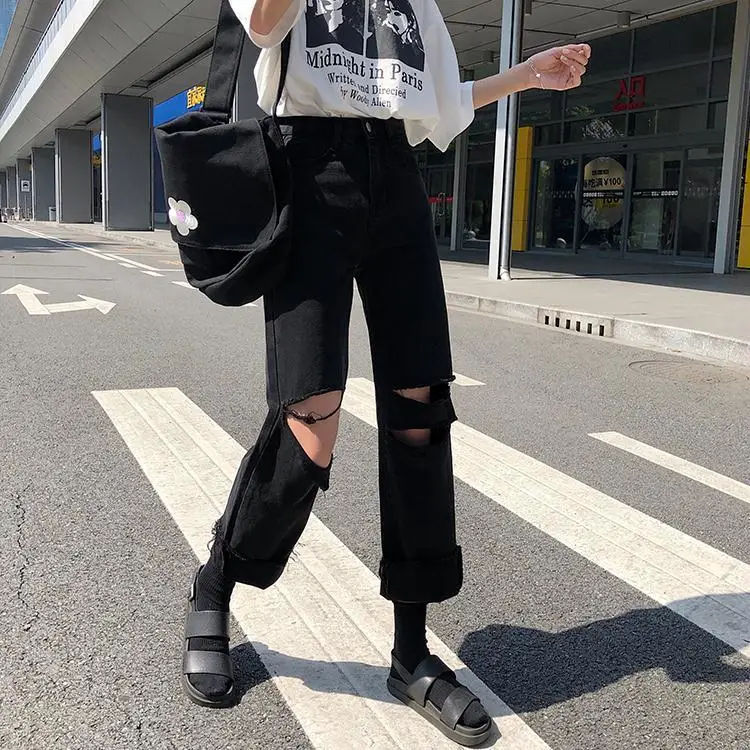 Summer 2021 New Retro High Waist pierced jeans female student Korean style BF versatile straight pants
Summer 2021 New Retro High Waist pierced jeans female student Korean style BF versatile straight pants