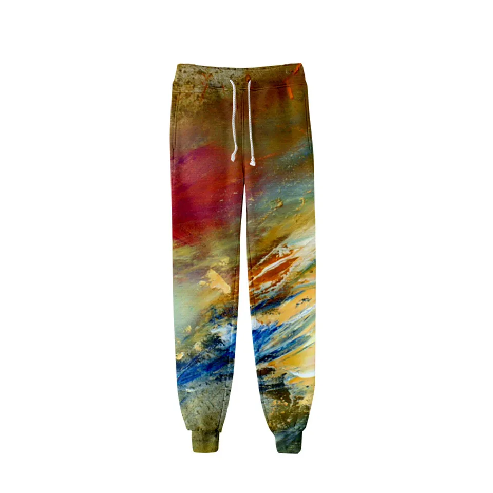 Джоггеры Tie Dye с высокой талией и широкой Красочные мужские/женские мужские