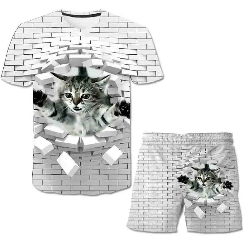 2021 on the new children round neck short sleeve T shirt set 3D printing cat cartoon pattern fashion casual boys and girls
2021 on the new children round neck short sleeve T shirt set 3D printing cat cartoon pattern fashion casual boys and girls