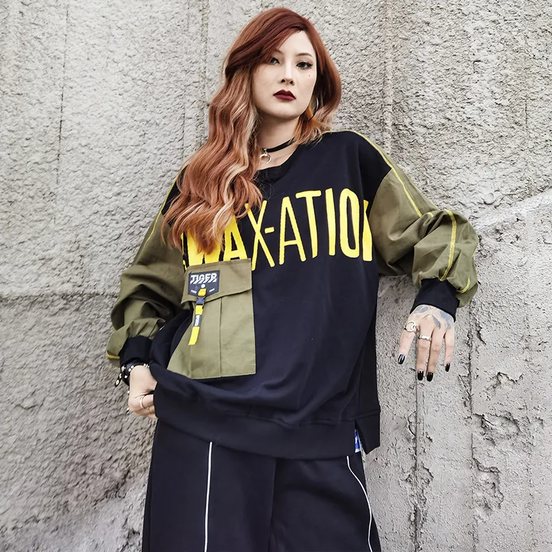 fashion Letters print sweatshirt for women with pocket black ArmyGreen o neck loose pullover sweatshirts womens clothing
fashion Letters print sweatshirt for women with pocket black ArmyGreen o neck loose pullover sweatshirts womens clothing