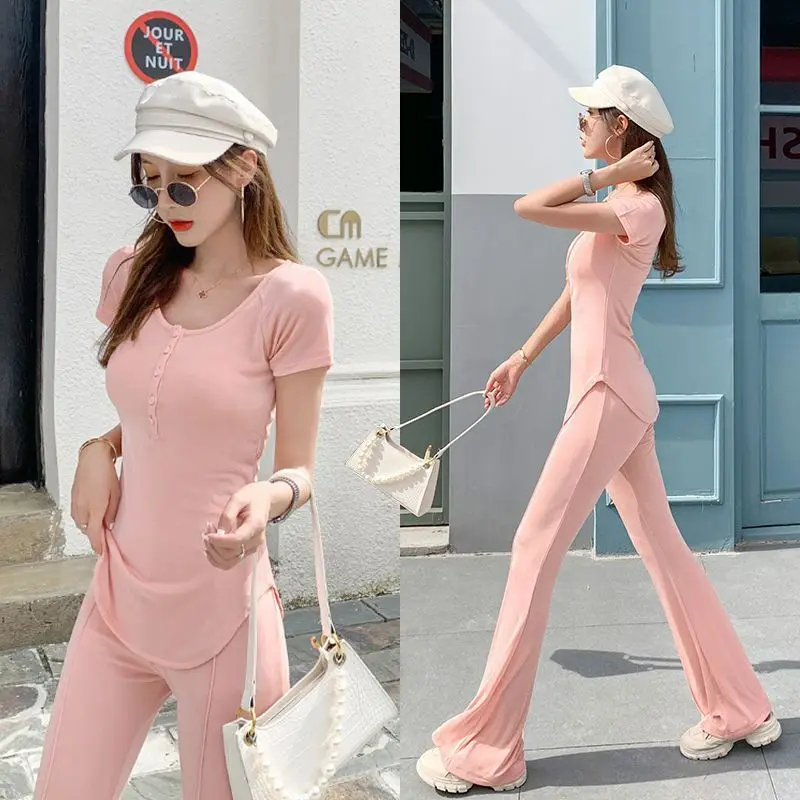Women's Tracksuit Pink Sports Outfit Summer 2021 Thin Solid Western Fashion Casual Bootcut Pants Two-Piece Suit Clothing Sets
Women's Tracksuit Pink Sports Outfit Summer 2021 Thin Solid Western Fashion Casual Bootcut Pants Two-Piece Suit Clothing Sets