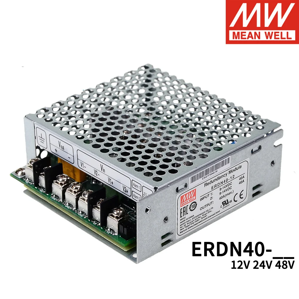 

Mean Well ERDN40 Enclosed Type 40A Switching Power Supply Redundancy Module 12V 24V 48V DC Built-in two channels DC OK relay