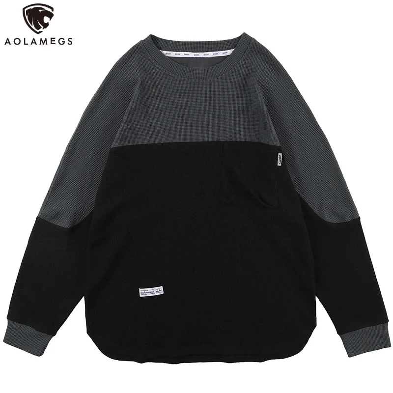 Мужской свитер с карманами Aolamegs, Трикотажный Джемпер разных цветов в стиле пэчворк, Повседневная Уличная одежда высокого качества 
Мужской свитер с карманами Aolamegs, Трикотажный Джемпер разных цветов в стиле пэчворк, Повседневная Уличная одежда высокого качества