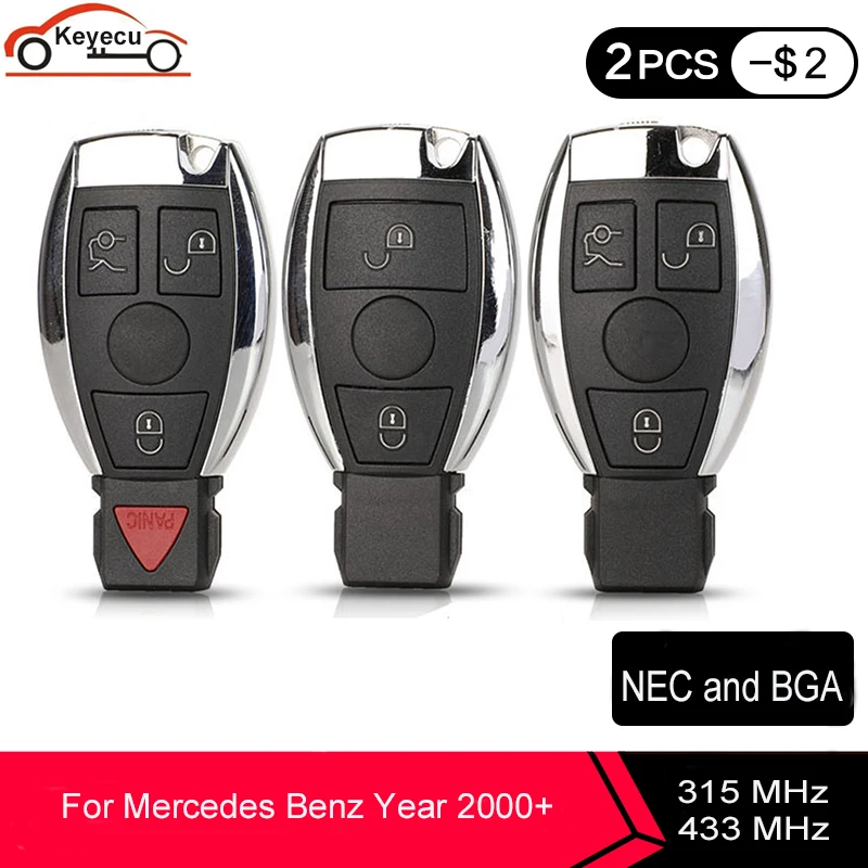

KEYECU Smart Remote Key For Mercedes Benz Year 2000+ Supports Original NEC and BGA 315MHz Or 433.92MHz 2 / 3 / 3+1 Buttons