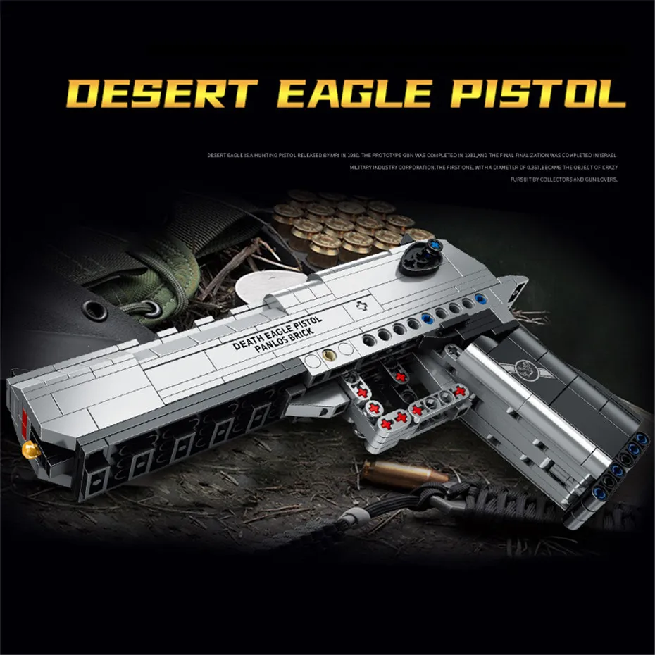 Military Weapons series Desert Eagle Hunting Pistol Gun Model Bricks Building Blocks Toys for Children Gifts 360Pcs
Military Weapons series Desert Eagle Hunting Pistol Gun Model Bricks Building Blocks Toys for Children Gifts 360Pcs