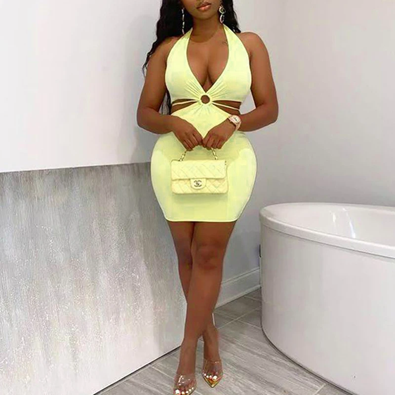 Сексуальное облегающее мини-платье без рукавов с лямкой на шее и открытой спиной
Сексуальное облегающее мини-платье без рукавов с лямкой на шее и открытой спиной