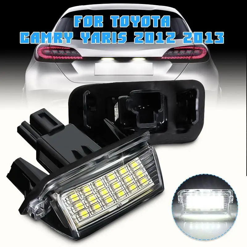 

2X Error Free 18 LED Car Number License Plate Light for Toyota Yaris Vitz Camry Hybrid Corolla Avensis SAI Noah Prius C Verso S