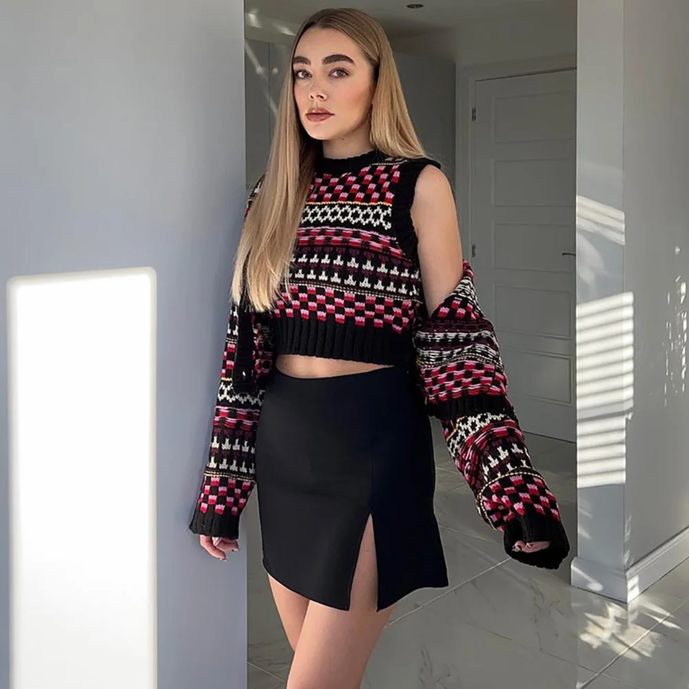 Sweaters For Women 2021 Sleeveless Vintage Geometric Jacquard Knitted Sweater Vest Fitted Crew Neck Cropped Sweater Pullover
Sweaters For Women 2021 Sleeveless Vintage Geometric Jacquard Knitted Sweater Vest Fitted Crew Neck Cropped Sweater Pullover
