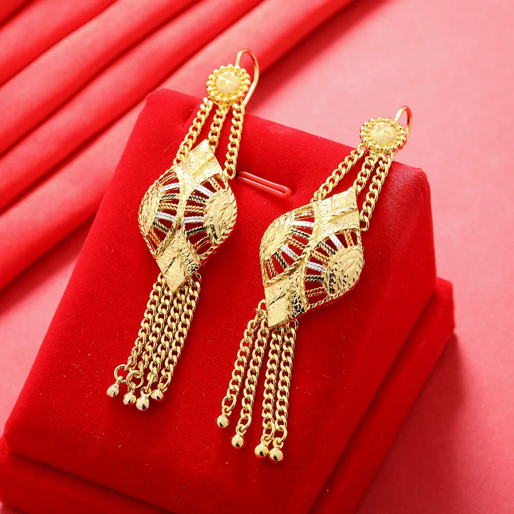 Dubai Gold Color Earrings 24K For Women Wedding Jewelry Women's Earrings For Girls Bridal Wife Gifts African Dubai French 
Dubai Gold Color Earrings 24K For Women Wedding Jewelry Women's Earrings For Girls Bridal Wife Gifts African Dubai French
