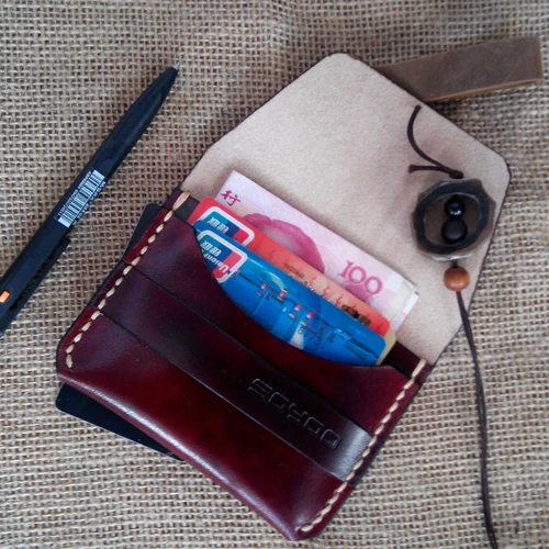 Мужской кошелек ручной работы винтажный мини-бумажник из дубленой кожи мужской