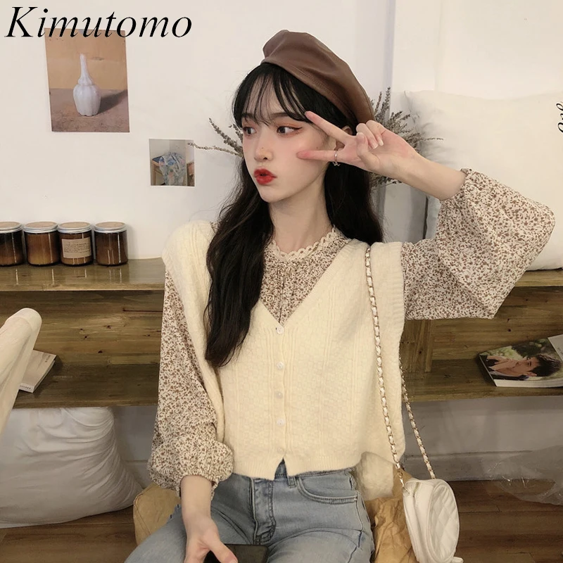 Женские комплекты Kimutomo, осень 2021, Корейская Милая Темпераментная Женская Цветочная блузка с рукавом-пузырьком, Осенний многослойный вязаны...
Женские комплекты Kimutomo, осень 2021, Корейская Милая Темпераментная Женская Цветочная блузка с рукавом-пузырьком, Осенний многослойный вязаны...