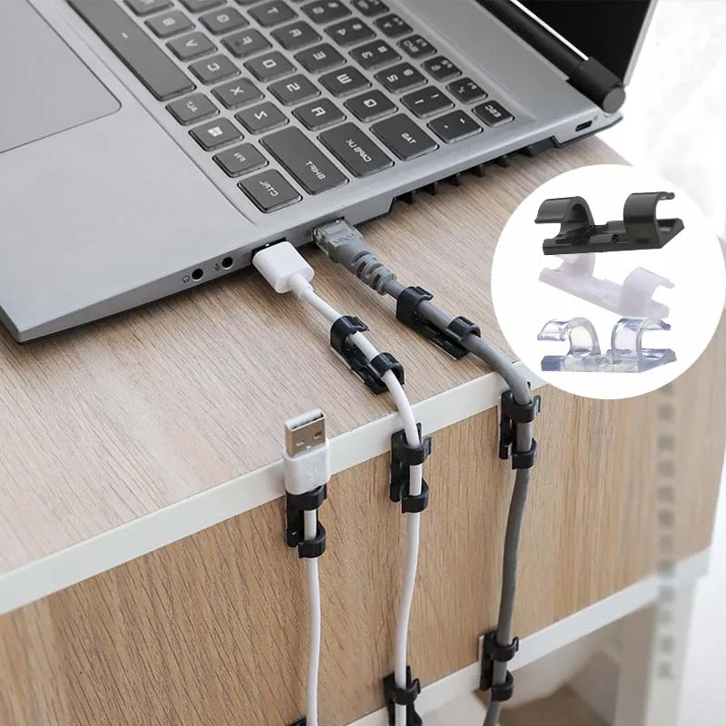 

20PCS Self-adhesive Wire Organizer Line Cable Clip Buckle Clips Ties Fixer Fastener Holder Data Telephone Line Winder Sleeve