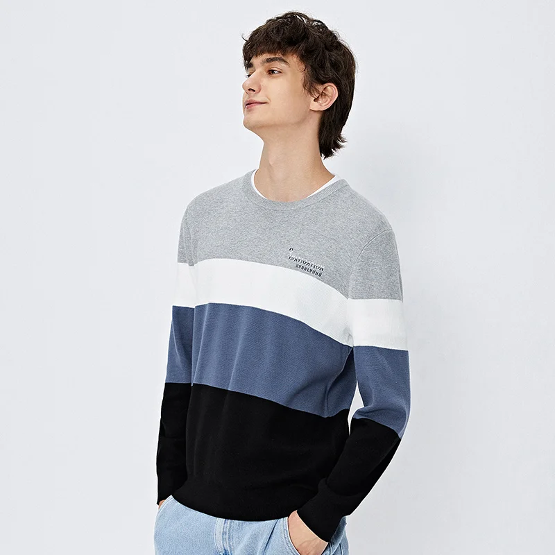 Sweater men 2020 new trend contrast stitching sweater adult cotton casual round neck pullover sweater autumn
Sweater men 2020 new trend contrast stitching sweater adult cotton casual round neck pullover sweater autumn
