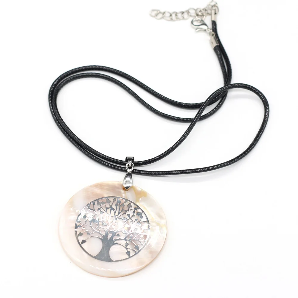 Natural Round Shell Pendant Tree of Life Necklace Jewelry Mother of Pearl Shells Necklaces Leather Rope Chain for Women Gifts
Natural Round Shell Pendant Tree of Life Necklace Jewelry Mother of Pearl Shells Necklaces Leather Rope Chain for Women Gifts