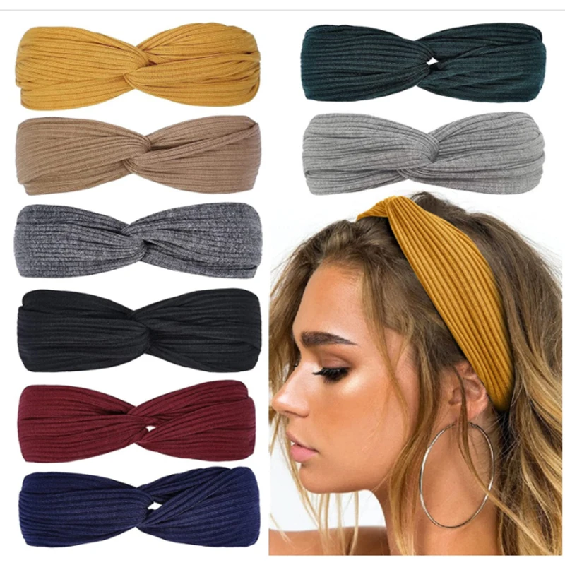 

Headbands for Women Twist Knotted Boho Stretchy Hair Bands for Girls Criss Cross Turban Plain Headwrap Yoga Workout Vintage